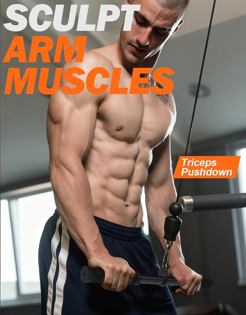 Fitarc ملحق كابل بار مستقيم مع حلقة ثابتة، بار ترايسيب غير قابل للانزلاق لملحق سحب ترايسيب، بار سحب لات لمعدات صالة الألعاب الرياضية المنزلية، ملحقات سحب لات وملحقات كابل لصالة الألعاب الرياضية - Image 5